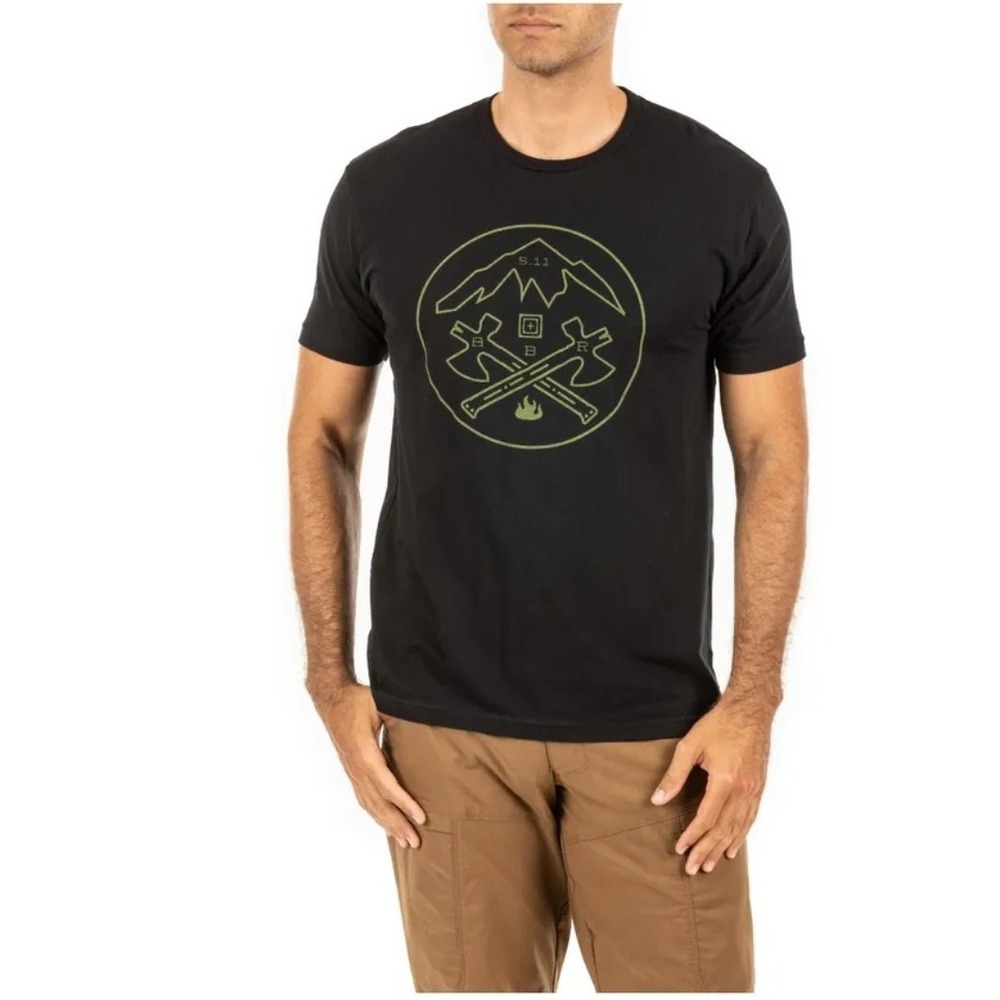 NEW! 5.11 Tactical Mens Crossed Axe Mountain Tee Short Sleeve Black Size Small